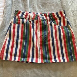 Unique Striped Multicolor Mini Skirt
